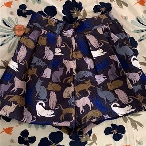 High-waist cat print pleated shorts H&M 🐈 🐱 🐈‍⬛